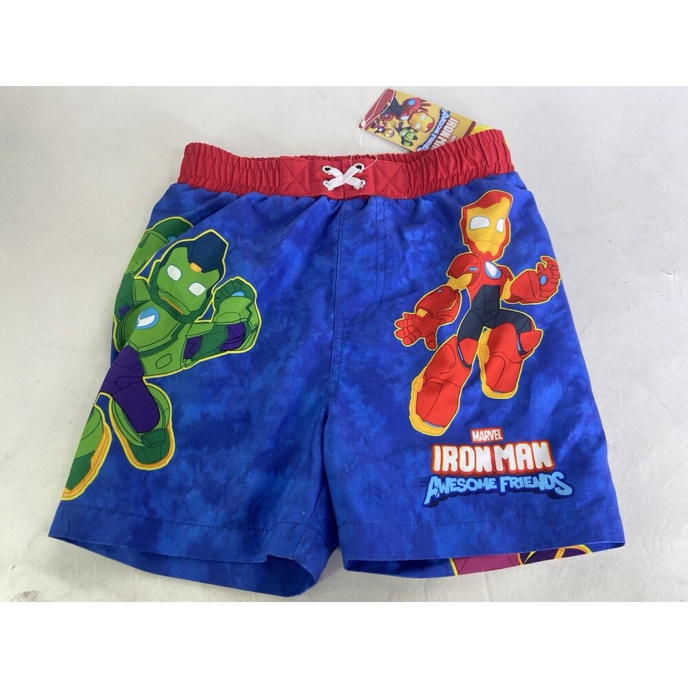Marvel Iron Man Awesome Friends Swim Trunks Shorts Swimwear Bottoms Boys Size 5